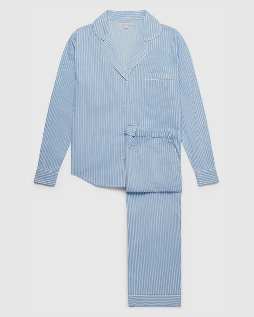 Blå stripete pysjamasett i 100% økologiskbomull - Snyggelig