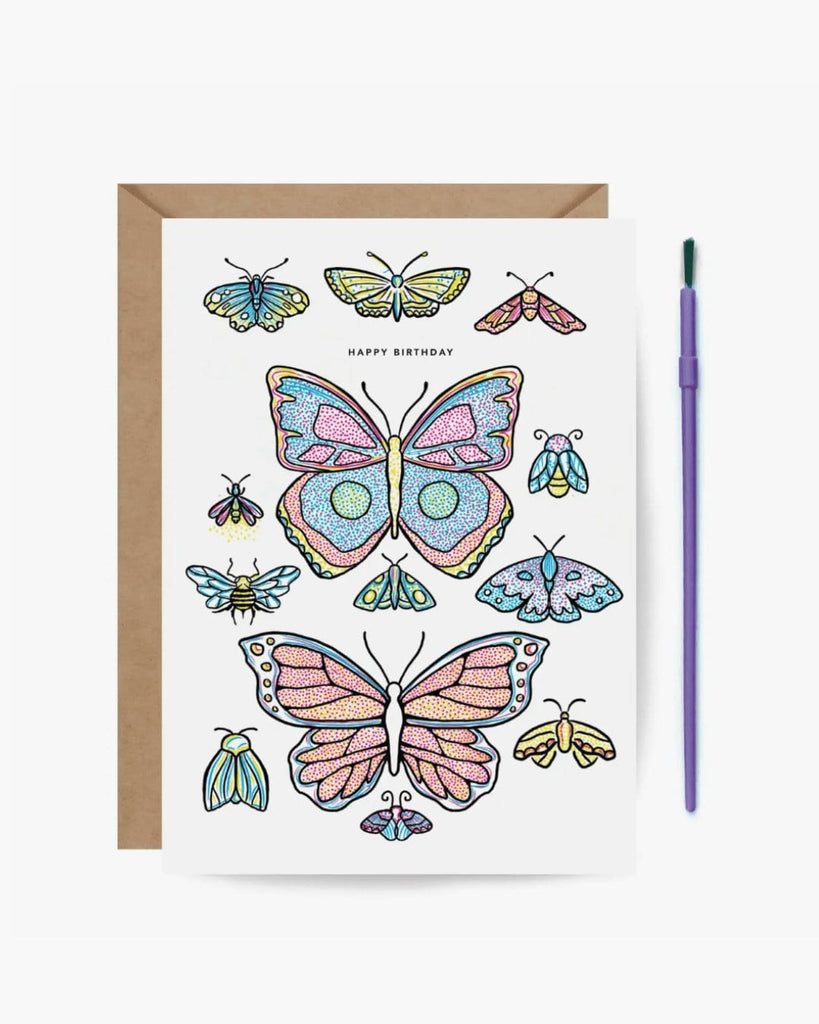 Mal med vann - sommerfugl bursdagskort - Snyggelig