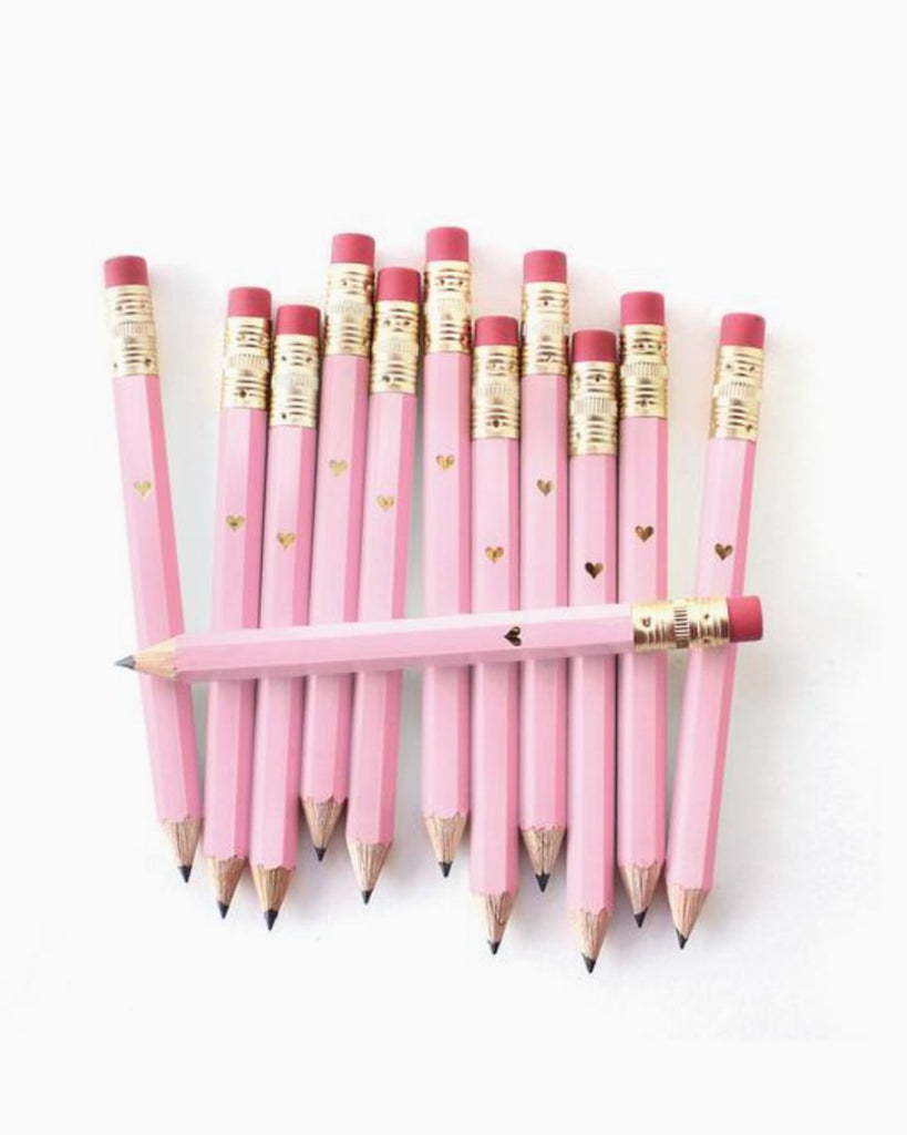 Mini rosa blyanter med hjerter - Snyggelig